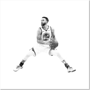 Stephen Curry Black and White T-Shirt Posters and Art